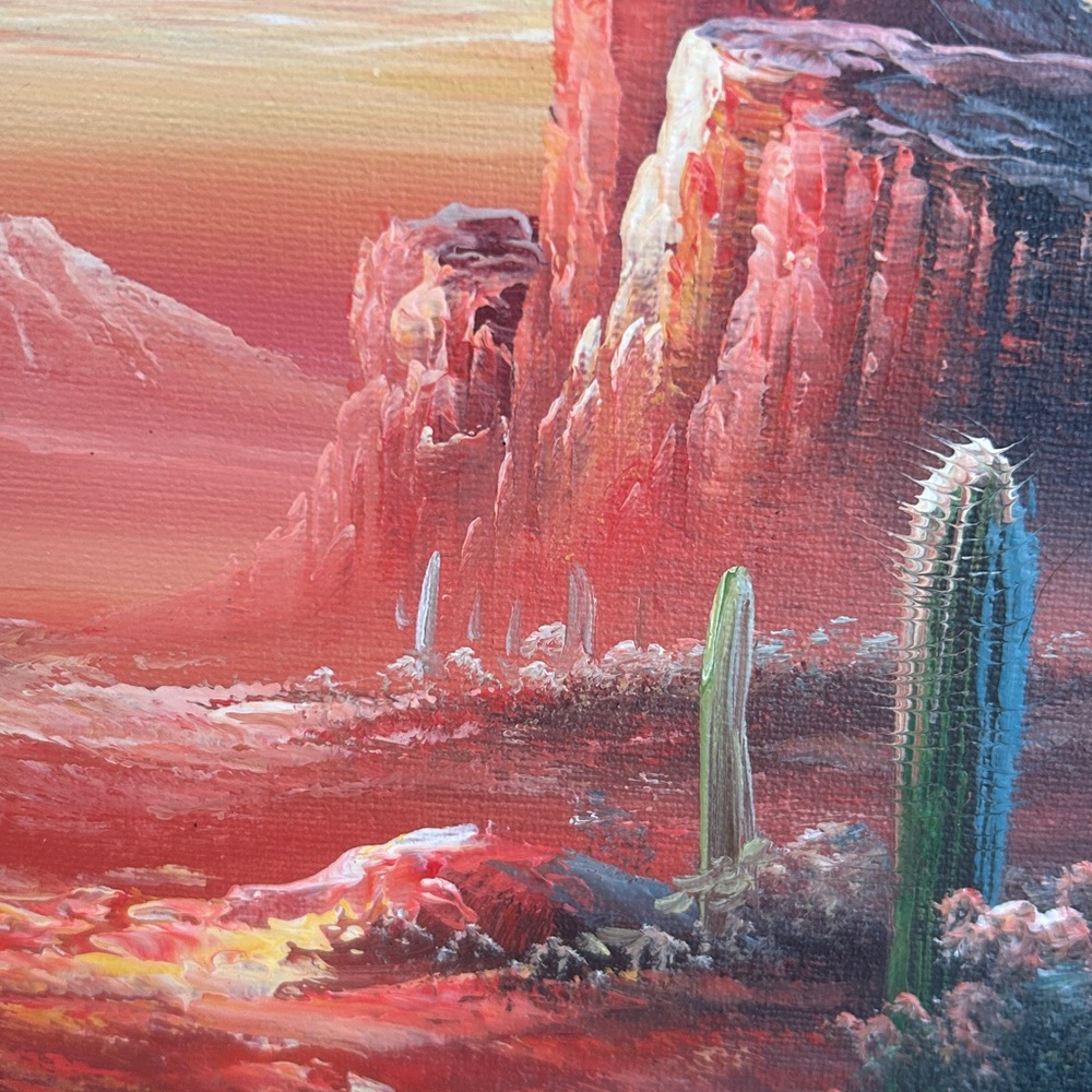 Vintage Bernard Duggan Desert Sunset Framed Oil Painting Early Works 1970’s - Picture 5 of 16